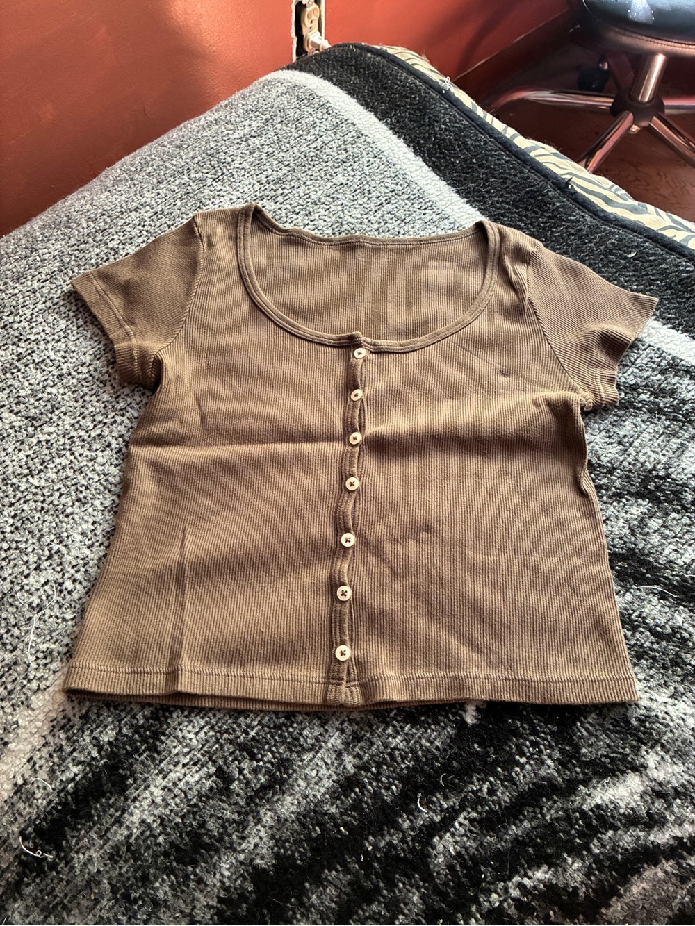 John galt ribbed brown short sleeve